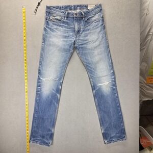 Diesel Jeans Mens 29x32 Blue Shioner Light Wash Slim Skinny Distressed OR973